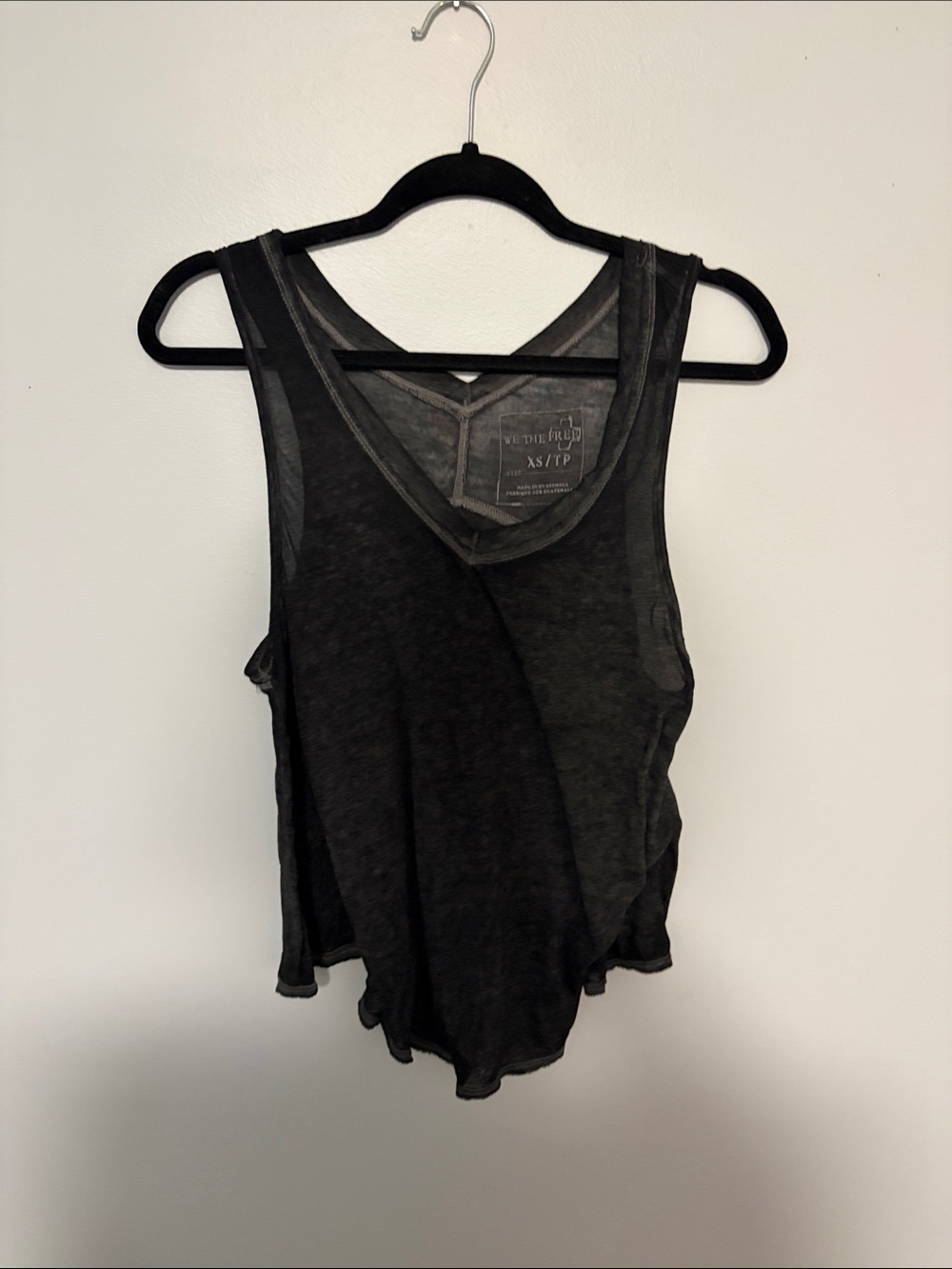 Free People Black Semi-Sheer Scoop Neck Tank